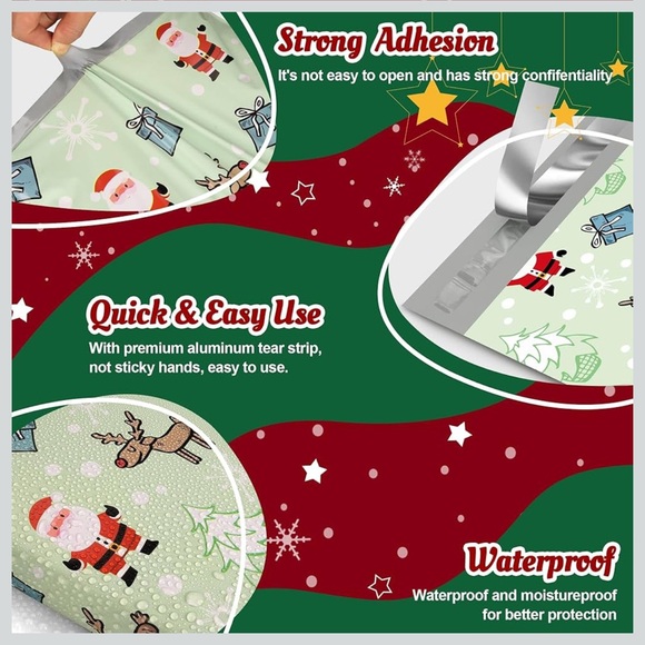 10 Poly Mailers 6x9 Variety Pack Christmas NIP - Picture 10 of 14
